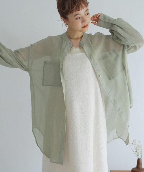 Crisp（クリスプ）の「シアールーズシャツ（シャツ/ブラウス・レディース・ベージュ/グレー/グリーン・FREE）」の5枚目の写真