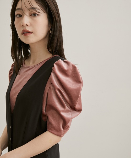 VIS（ビス）の「【洗える】ベロアプルオーバー（Tシャツ/カットソー・レディース・ブラック/ベージュ/ピンク系その他・FREE）」の3枚目の写真