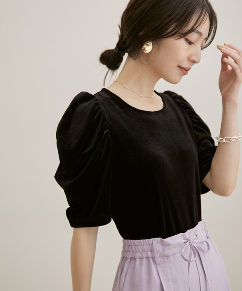 VIS（ビス）の「【洗える】ベロアプルオーバー（Tシャツ/カットソー・レディース・ブラック/ベージュ/ピンク系その他・FREE）」の8枚目の写真