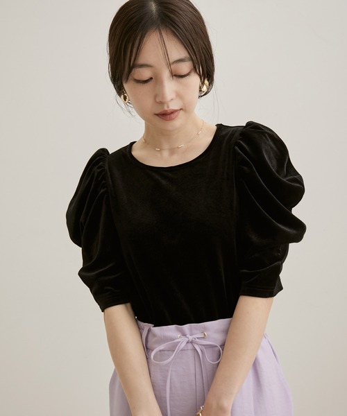 VIS（ビス）の「【洗える】ベロアプルオーバー（Tシャツ/カットソー・レディース・ブラック/ベージュ/ピンク系その他・FREE）」の9枚目の写真