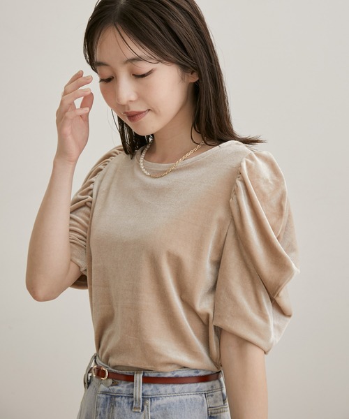 VIS（ビス）の「【洗える】ベロアプルオーバー（Tシャツ/カットソー・レディース・ブラック/ベージュ/ピンク系その他・FREE）」の12枚目の写真