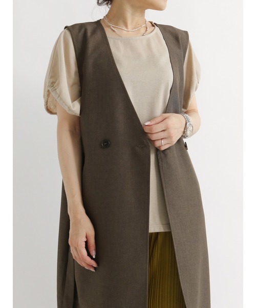 Samansa Mos2 blue(サマンサモスモスブルー)の「ドロストフレンチスリーブプルオーバー(Tシャツ/カットソー・レディース・ブラック/オレンジ/ライトベージュ・フリ-)」の3枚目の写真