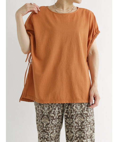 Samansa Mos2 blue(サマンサモスモスブルー)の「ドロストフレンチスリーブプルオーバー(Tシャツ/カットソー・レディース・ブラック/オレンジ/ライトベージュ・フリ-)」の6枚目の写真