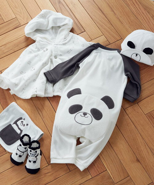 COMME CA ISM(コムサイズム)の「動物柄 ツーウェイオール(50-70cm)(ロンパース・キッズ・ホワイト/ベージュ/ピンク・50-70cm)」の4枚目の写真