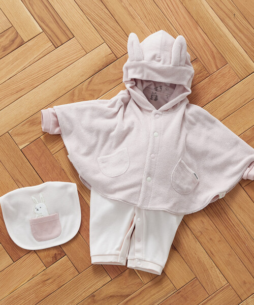 COMME CA ISM(コムサイズム)の「動物柄 ツーウェイオール(50-70cm)(ロンパース・キッズ・ホワイト/ベージュ/ピンク・50-70cm)」の10枚目の写真