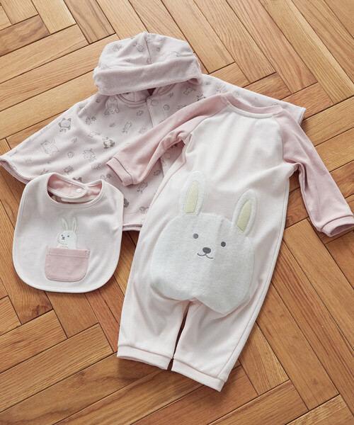 COMME CA ISM(コムサイズム)の「動物柄 ツーウェイオール(50-70cm)(ロンパース・キッズ・ホワイト/ベージュ/ピンク・50-70cm)」の9枚目の写真