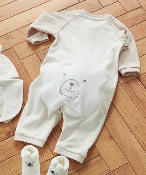 COMME CA ISM(コムサイズム)の「動物柄 ツーウェイオール(50-70cm)(ロンパース・キッズ・ホワイト/ベージュ/ピンク・50-70cm)」の3枚目の写真