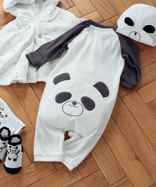 COMME CA ISM(コムサイズム)の「動物柄 ツーウェイオール(50-70cm)(ロンパース・キッズ・ホワイト/ベージュ/ピンク・50-70cm)」の2枚目の写真