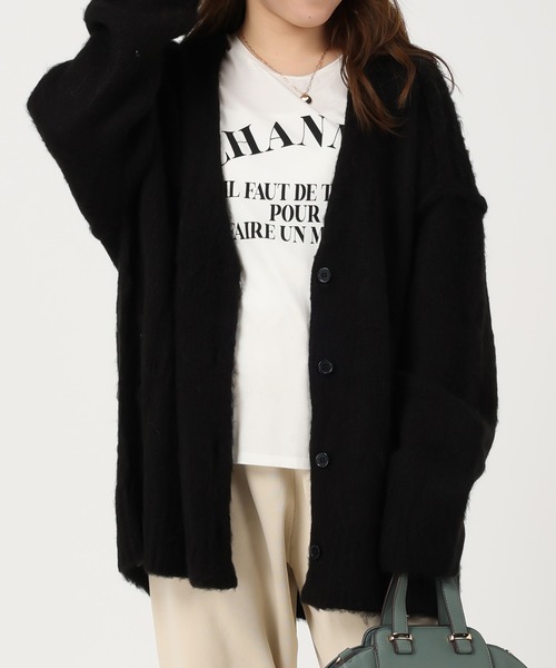 acro（アクロ）の「Vネックシャギー２WAYカーディガン/AC1461（カーディガン/ボレロ・レディース・ブラック/アイボリー/グリーン/オレンジ/パープル・ﾌﾘ-）」の2枚目の写真