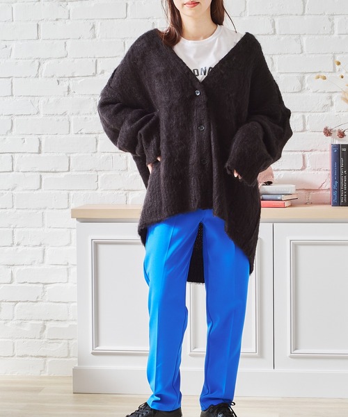 acro（アクロ）の「Vネックシャギー２WAYカーディガン/AC1461（カーディガン/ボレロ・レディース・ブラック/アイボリー/グリーン/オレンジ/パープル・ﾌﾘ-）」の7枚目の写真