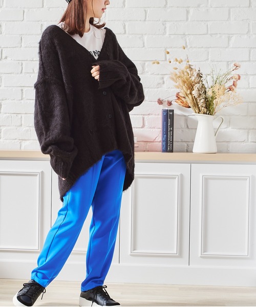 acro（アクロ）の「Vネックシャギー２WAYカーディガン/AC1461（カーディガン/ボレロ・レディース・ブラック/アイボリー/グリーン/オレンジ/パープル・ﾌﾘ-）」の9枚目の写真