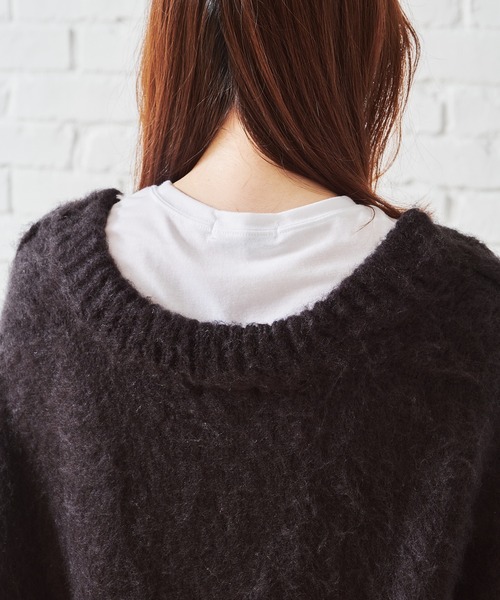 acro（アクロ）の「Vネックシャギー２WAYカーディガン/AC1461（カーディガン/ボレロ・レディース・ブラック/アイボリー/グリーン/オレンジ/パープル・ﾌﾘ-）」の11枚目の写真