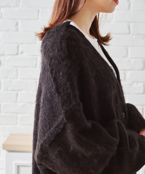 acro（アクロ）の「Vネックシャギー２WAYカーディガン/AC1461（カーディガン/ボレロ・レディース・ブラック/アイボリー/グリーン/オレンジ/パープル・ﾌﾘ-）」の18枚目の写真