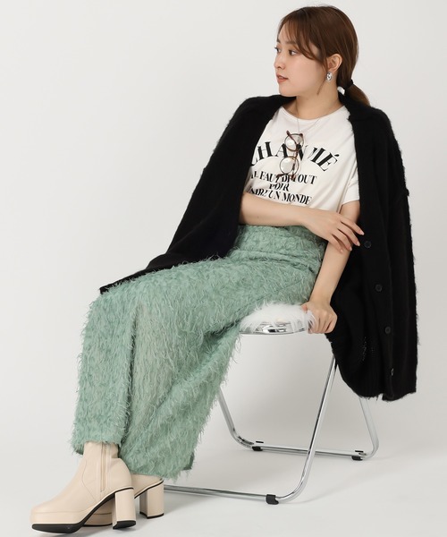 acro（アクロ）の「Vネックシャギー２WAYカーディガン/AC1461（カーディガン/ボレロ・レディース・ブラック/アイボリー/グリーン/オレンジ/パープル・ﾌﾘ-）」の19枚目の写真