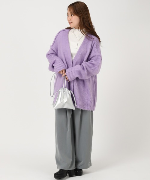 acro（アクロ）の「Vネックシャギー２WAYカーディガン/AC1461（カーディガン/ボレロ・レディース・ブラック/アイボリー/グリーン/オレンジ/パープル・ﾌﾘ-）」の22枚目の写真