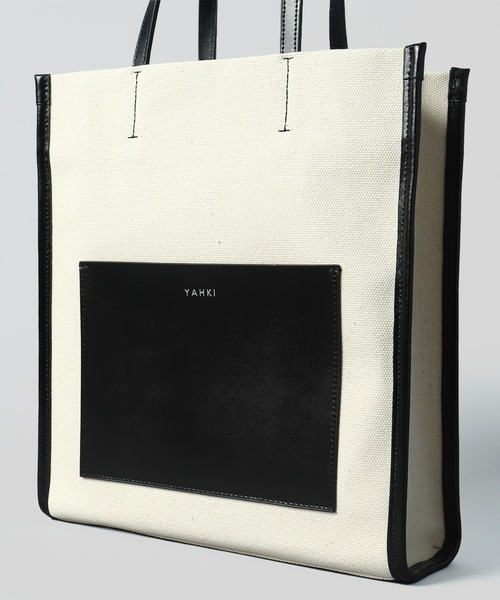 YAHKI(ヤーキ)の「【 YAHKI / ヤーキ 】 CANVAS TOTE / キャンバストートバッグ(トートバッグ・レディース・ホワイト/ブラック・FREE)」の8枚目の写真