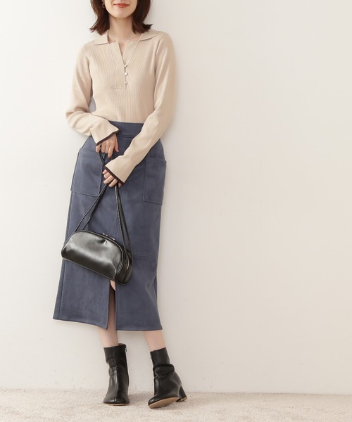 N.（N. Natural Beauty Basic）（エヌエヌナチュラルビューティーベーシック）の「【S Size Line】◆フェイクスウェードタイトスカート（スカート・レディース・グレー/モカ/グリーン/ライトグリーン/ナチュラル/ブルー・SMALL/MEDIUM）」の6枚目の写真