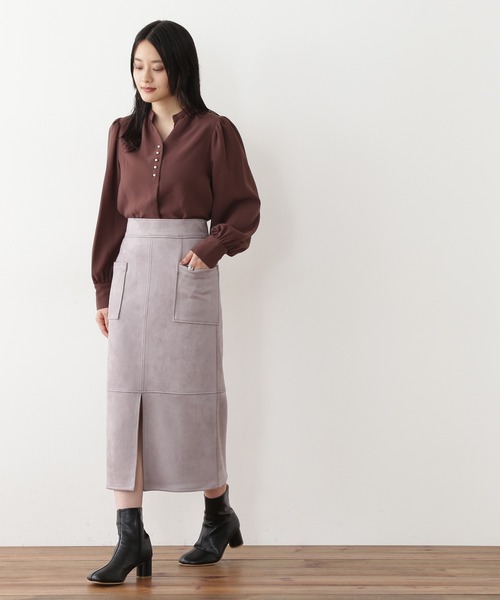 N.（N. Natural Beauty Basic）（エヌエヌナチュラルビューティーベーシック）の「【S Size Line】◆フェイクスウェードタイトスカート（スカート・レディース・グレー/モカ/グリーン/ライトグリーン/ナチュラル/ブルー・SMALL/MEDIUM）」の8枚目の写真