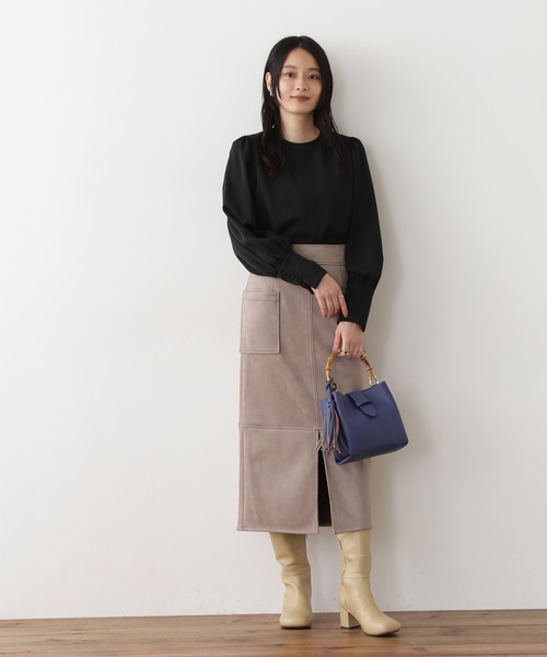 N.（N. Natural Beauty Basic）（エヌエヌナチュラルビューティーベーシック）の「【S Size Line】◆フェイクスウェードタイトスカート（スカート・レディース・グレー/モカ/グリーン/ライトグリーン/ナチュラル/ブルー・SMALL/MEDIUM）」の9枚目の写真