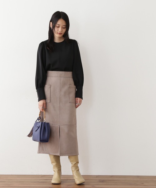 N.（N. Natural Beauty Basic）（エヌエヌナチュラルビューティーベーシック）の「【S Size Line】◆フェイクスウェードタイトスカート（スカート・レディース・グレー/モカ/グリーン/ライトグリーン/ナチュラル/ブルー・SMALL/MEDIUM）」の7枚目の写真