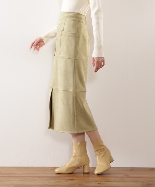 N.（N. Natural Beauty Basic）（エヌエヌナチュラルビューティーベーシック）の「【S Size Line】◆フェイクスウェードタイトスカート（スカート・レディース・グレー/モカ/グリーン/ライトグリーン/ナチュラル/ブルー・SMALL/MEDIUM）」の17枚目の写真