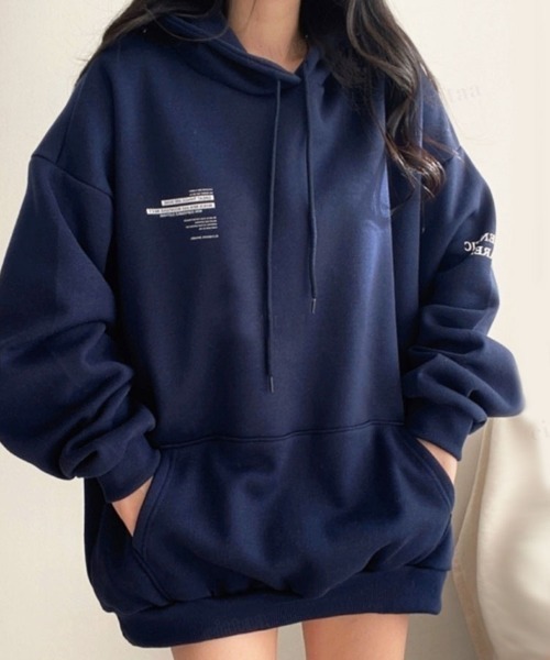 Dalfwin（ダールフィン）の「【裏起毛アリ・ナシから選べる】2023AW 秋冬新作　韓国ファッション パーカー レディース　AUTHENTICプリントフーディー オーバーサイズ ビックシルエット バックロゴ（パーカー・レディース・ブラック/グレー/オートミール/ネイビー/ブルー系その他/ブラック系その他/グレー系その他/ベージュ系その他・FREE）」の16枚目の写真