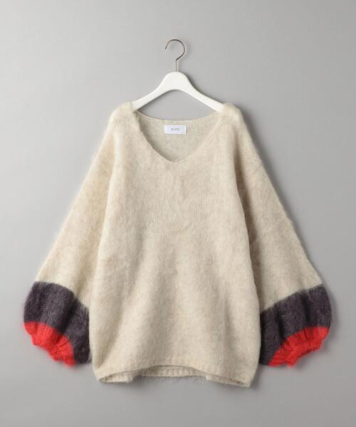 KIIRA（キーラ）の「<KiiRA> バルーンスリーブ モヘヤミックスニットプルオーバー（ニット/セーター・レディース・ナチュラル/ネイビー・FREE）」の2枚目の写真