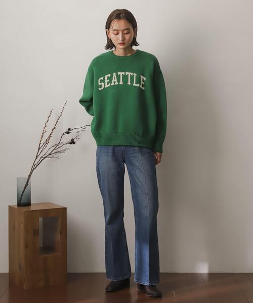 SENSE OF PLACE by URBAN RESEARCH(センスオブプレイスバイアーバンリサーチ)の「グラフィックロゴセーター(ニット/セーター・レディース・グリーン/ベージュ/グレー/オレンジ/ブラック・ONE)」の10枚目の写真