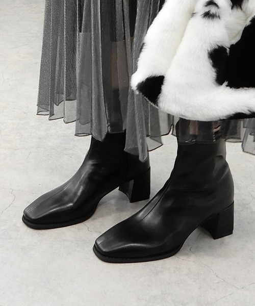 minia（ミニア）の「スクエアトゥフィットブーツ　◆（ブーツ・レディース・ゼブラ/ライトベージュ/ブラック/アイボリー・S/L/M/LL）」の11枚目の写真