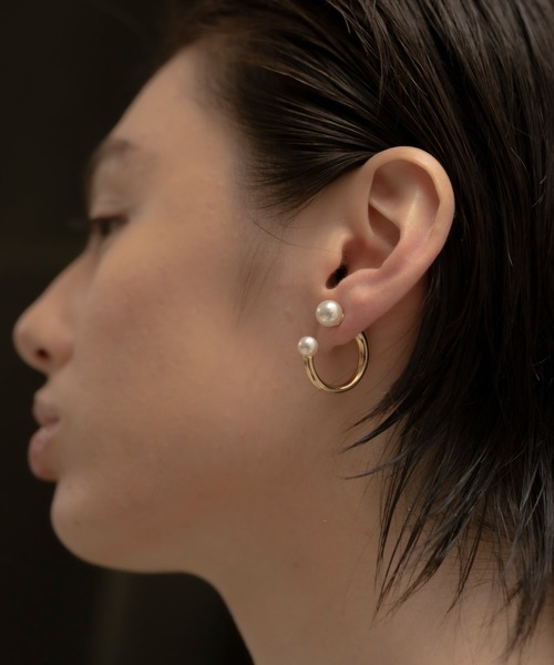 novice（ノーヴィス）の「【novice】Double Pearl Hoop Pierce（ピアス（両耳用）・レディース・ゴールド/シルバー・FREE）」の5枚目の写真