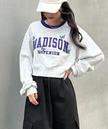 リンガーカレッジロゴショート丈スウェットプルオーバー