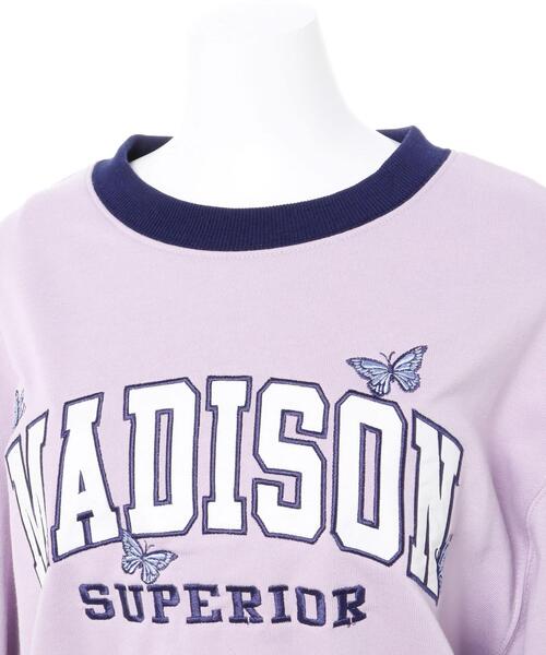 INGNI(イング)の「リンガーカレッジロゴショート丈スウェットプルオーバー(スウェット・レディース・ラベンダー/ホワイト×ブルー/オートミール/ブラック・M)」の15枚目の写真