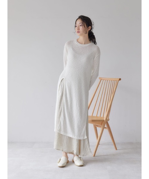 Ayla(アイラ)の「long slit knit(ワンピース・レディース・ライトベージュ/アイボリー・FREE)」の15枚目の写真