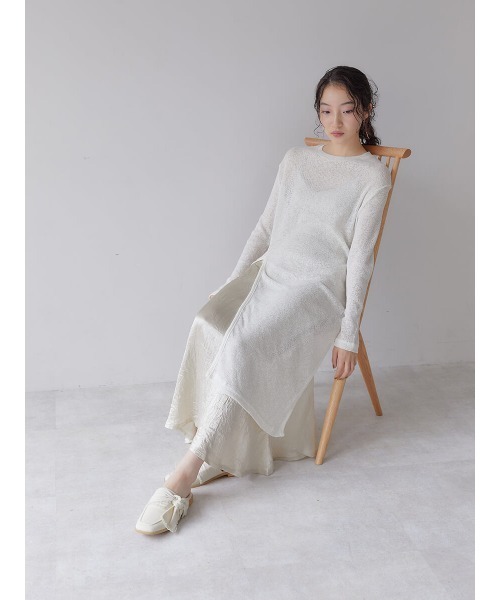 Ayla(アイラ)の「long slit knit(ワンピース・レディース・ライトベージュ/アイボリー・FREE)」の7枚目の写真
