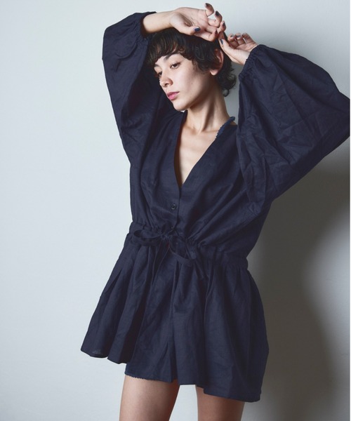 papier(パピエ)の「papier/パピエ/Linnen gown(シャツ/ブラウス・レディース・オレンジ/ホワイト/ブラック・FREE)」の2枚目の写真