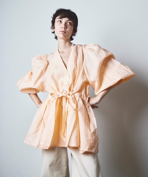 papier(パピエ)の「papier/パピエ/Linnen gown(シャツ/ブラウス・レディース・オレンジ/ホワイト/ブラック・FREE)」の10枚目の写真