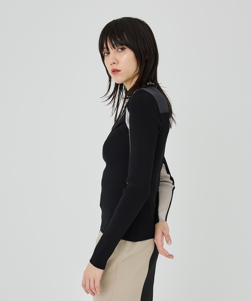 UNITED TOKYO（ユナイテッドトウキョウ）の「カーブブロックニット（ニット/セーター・レディース・ブラック/ベージュ/インディゴブルー・FREE）」の8枚目の写真