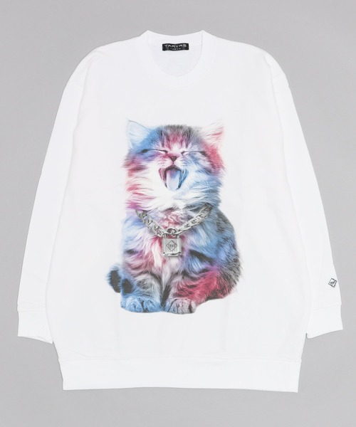 TRAVAS TOKYO(トラバス トウキョウ)の「『TRAVAS TOKYO/トラバス トーキョー』Glutton cat PO/猫プリントスウェットシャツ トレーナー(スウェット・レディース・ホワイト/ブラック・FREE)」の4枚目の写真