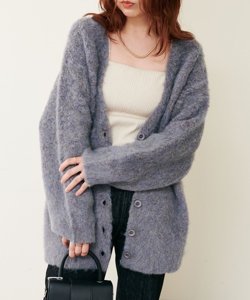 natural couture（ナチュラルクチュール）の「再販売決定/ミックス起毛カラーミドルカーディガン（カーディガン/ボレロ・レディース・パープル/ブラウン/オフホワイト/サックスブルー/ブラック/オレンジ・FREE）」の10枚目の写真