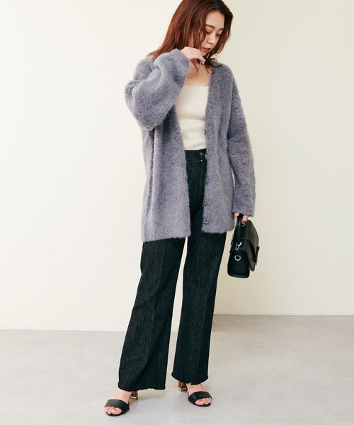 natural couture（ナチュラルクチュール）の「再販売決定/ミックス起毛カラーミドルカーディガン（カーディガン/ボレロ・レディース・パープル/ブラウン/オフホワイト/サックスブルー/ブラック/オレンジ・FREE）」の12枚目の写真