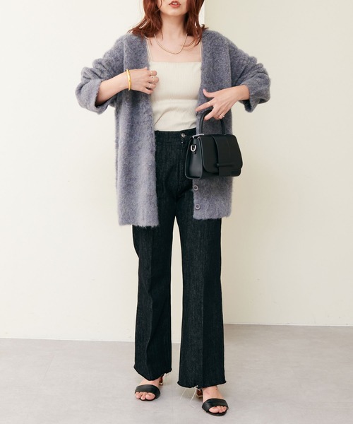 natural couture（ナチュラルクチュール）の「再販売決定/ミックス起毛カラーミドルカーディガン（カーディガン/ボレロ・レディース・パープル/ブラウン/オフホワイト/サックスブルー/ブラック/オレンジ・FREE）」の14枚目の写真