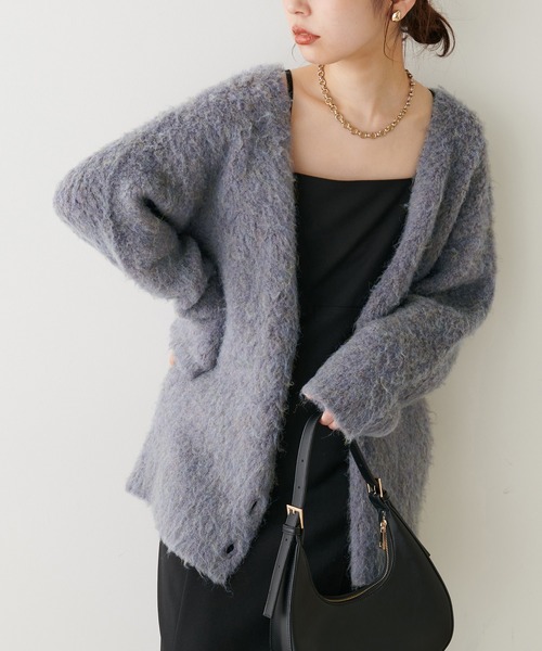 natural couture（ナチュラルクチュール）の「再販売決定/ミックス起毛カラーミドルカーディガン（カーディガン/ボレロ・レディース・パープル/ブラウン/オフホワイト/サックスブルー/ブラック/オレンジ・FREE）」の20枚目の写真