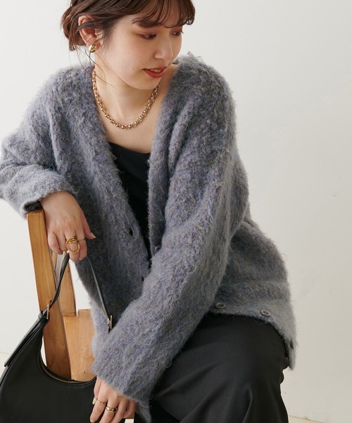 natural couture（ナチュラルクチュール）の「再販売決定/ミックス起毛カラーミドルカーディガン（カーディガン/ボレロ・レディース・パープル/ブラウン/オフホワイト/サックスブルー/ブラック/オレンジ・FREE）」の19枚目の写真