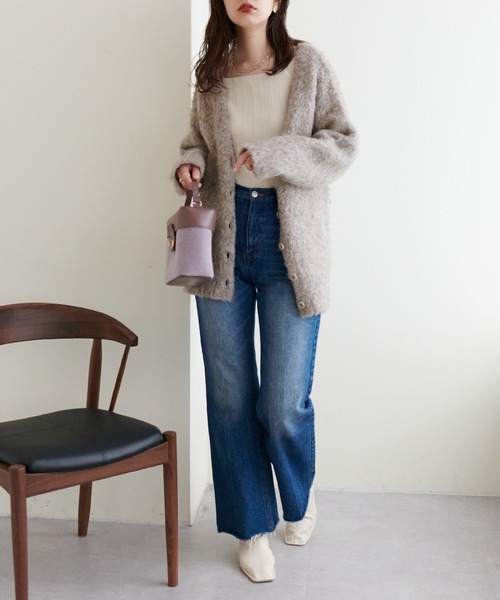 natural couture（ナチュラルクチュール）の「再販売決定/ミックス起毛カラーミドルカーディガン（カーディガン/ボレロ・レディース・パープル/ブラウン/オフホワイト/サックスブルー/ブラック/オレンジ・FREE）」の18枚目の写真