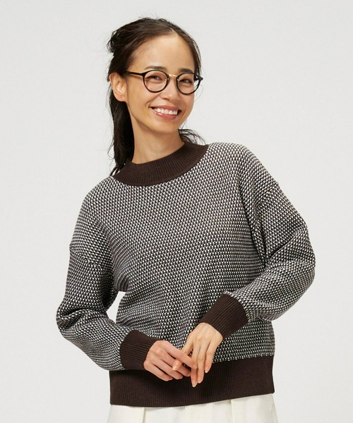 TOKYO SHIRTS（トウキョウシャツ）の「ジャガード編みニットプルオーバー（ニット/セーター・レディース・カーキ/ブラウン・M/L）」の2枚目の写真