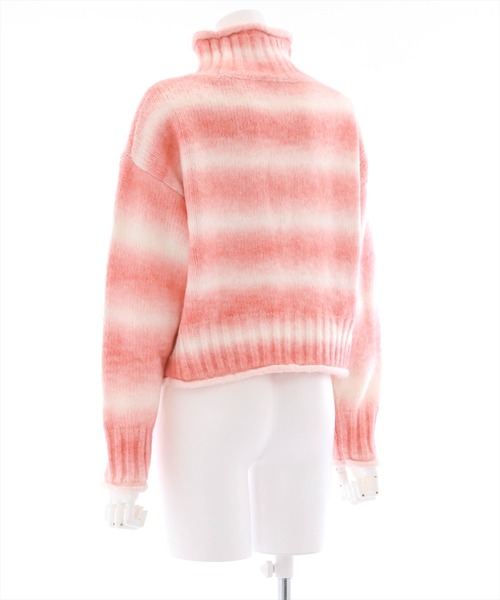 clear（クリア）の「グラデーションボーダーショートニットトップス（ニット/セーター・レディース・ピンク/オレンジ/イエロー/ブルー・F）」の7枚目の写真