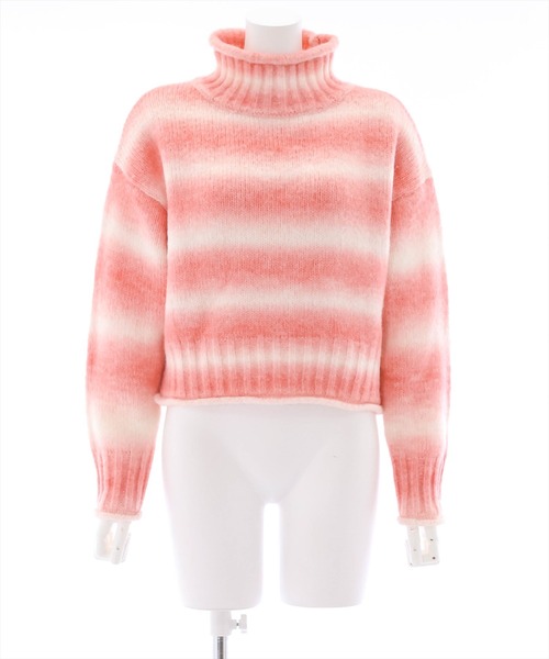 clear（クリア）の「グラデーションボーダーショートニットトップス（ニット/セーター・レディース・ピンク/オレンジ/イエロー/ブルー・F）」の15枚目の写真