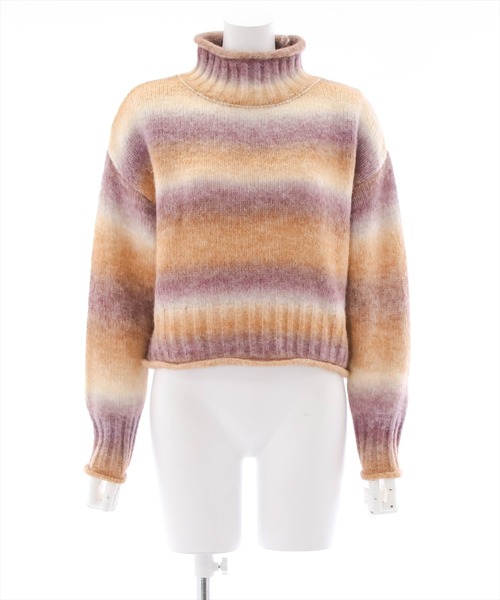 clear（クリア）の「グラデーションボーダーショートニットトップス（ニット/セーター・レディース・ピンク/オレンジ/イエロー/ブルー・F）」の14枚目の写真