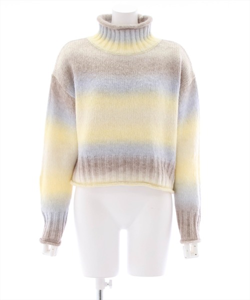 clear（クリア）の「グラデーションボーダーショートニットトップス（ニット/セーター・レディース・ピンク/オレンジ/イエロー/ブルー・F）」の12枚目の写真