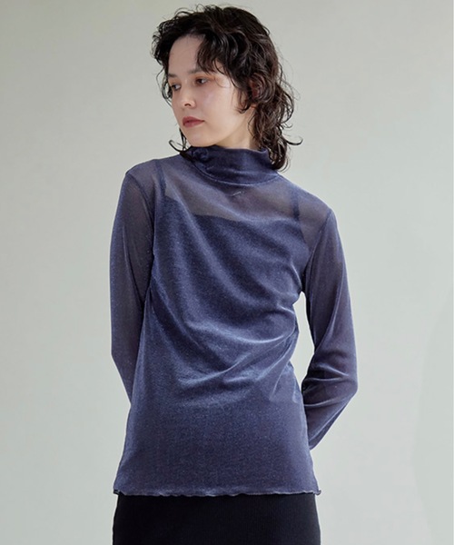 SUGAR ROSE（シュガーローズ）の「ベロアメッシュハイネックインナー（Tシャツ/カットソー・レディース・グレー系その他/ネイビー・FREE）」の3枚目の写真